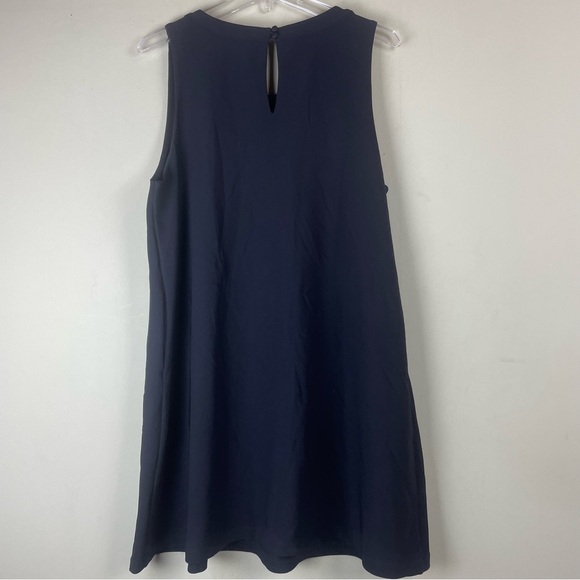 Boston Proper Black Sleeveless Swing Dress Pockets Key Hole Neckline Size Large - Picture 5 of 11